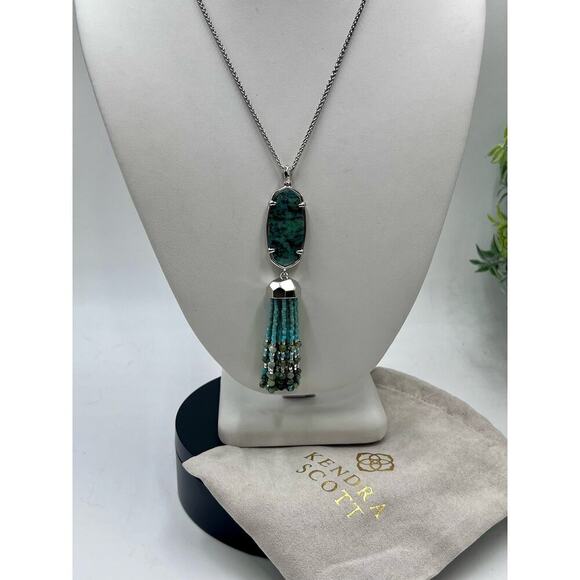Kendra Scott Eva Tassel African Turquoise Pendant Bolo Adjustable Necklace New - Picture 2 of 15